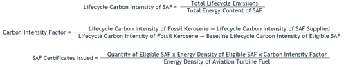 Calculating SAF certificate allocations equations